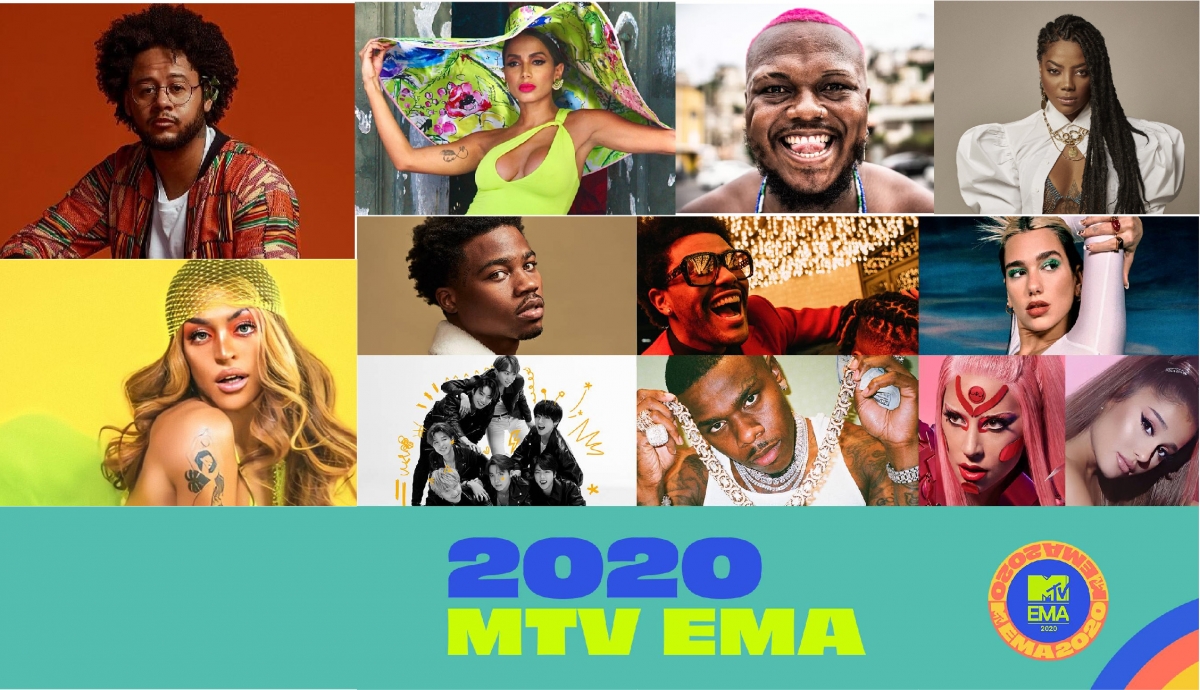 MTV EMA 2020: Veja lista completa de indicados! Entre os brasileiros estão Anitta, Emicida, Djonga, Ludmilla e Pabllo Vittar.